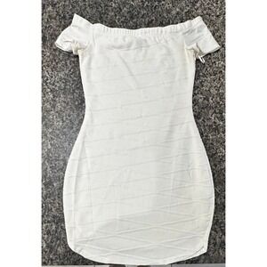 Windsor White Off The Shoulder Textured Bodycon Mini Dress Short Sleeve Small